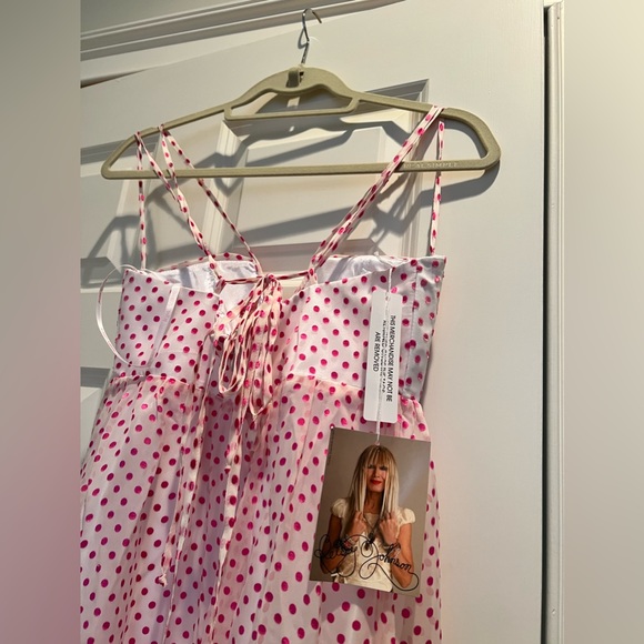 Betsey Johnson NWT SIze 2 Pink/White ruffle hem Dress - Picture 3 of 5